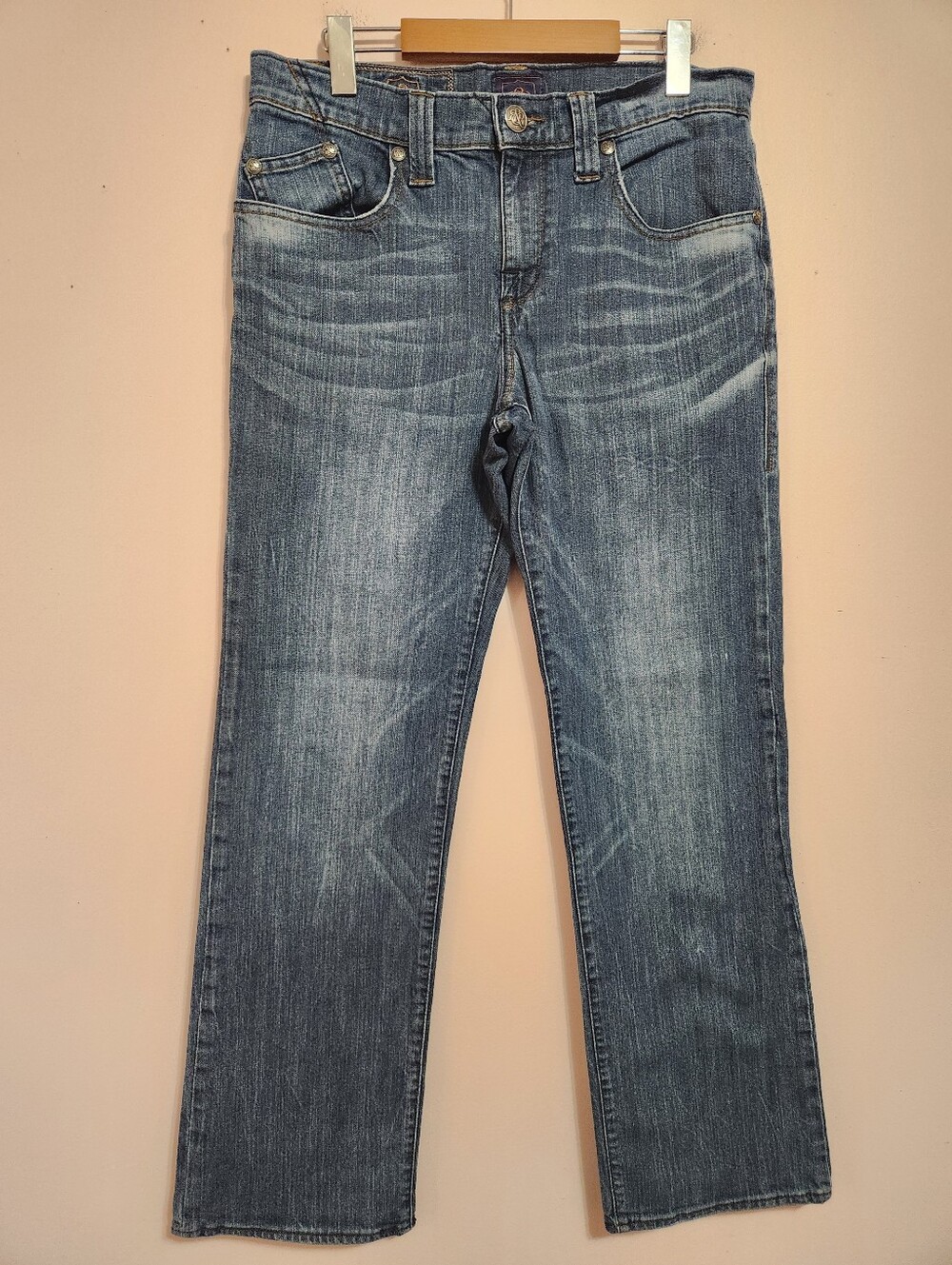Rock & Republic Jagger Straight Leg Jeans 33x32 Medium Wash Faded Grunge Y2K